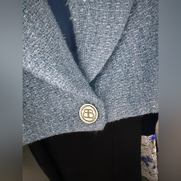 Bronx & Banco Blair Blue Tweed Silver Sequin Embellished Mini HighRise Shorts XS - Picture 11 of 16